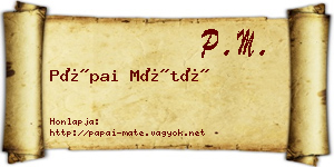 Pápai Máté névjegykártya