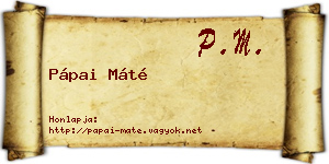 Pápai Máté névjegykártya